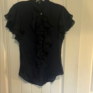 Elegant Ralph Lauren Silk Ruffle Blouse